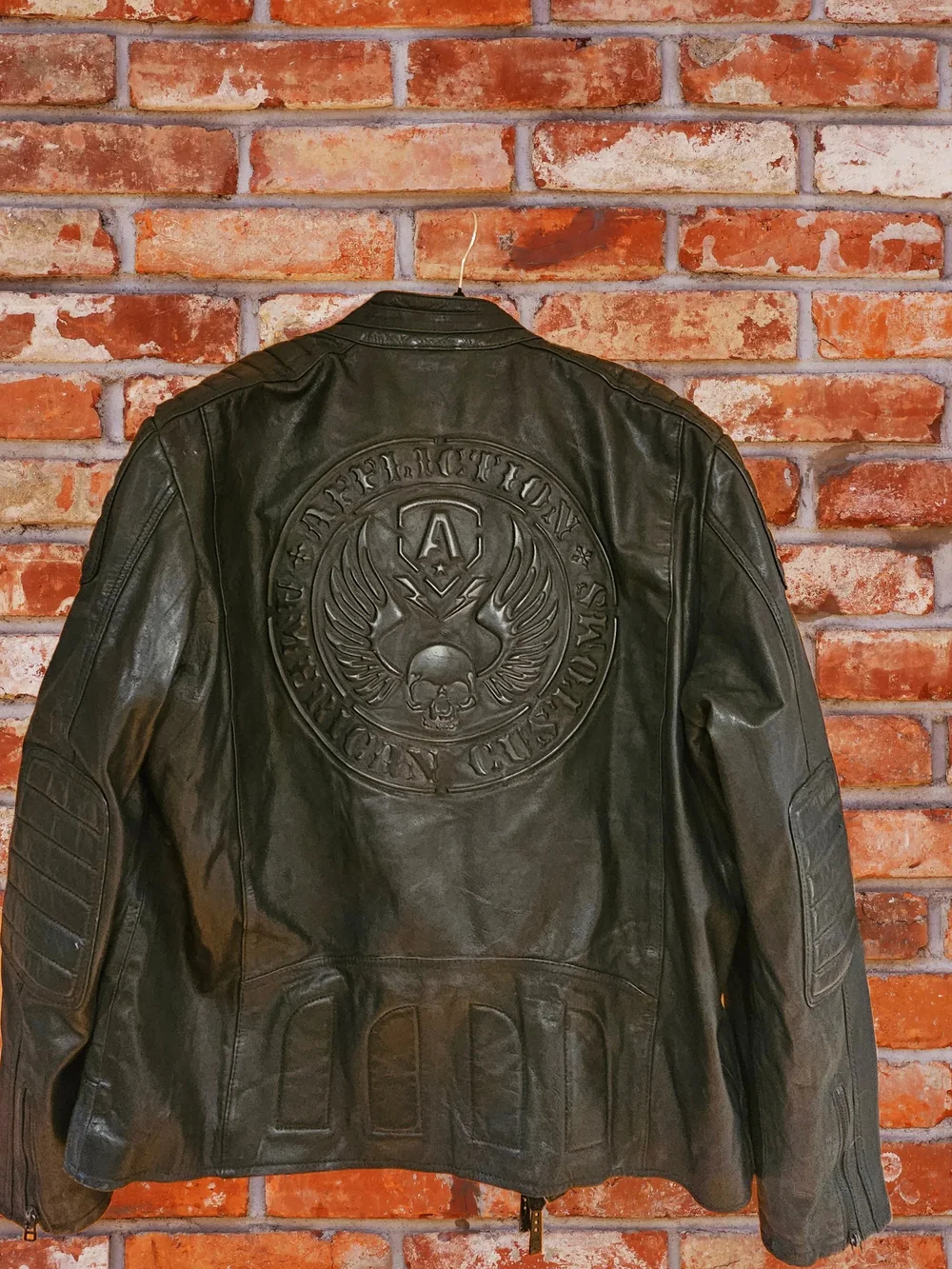 Affliction Men's Dark Brown Leather Bomber Jacket